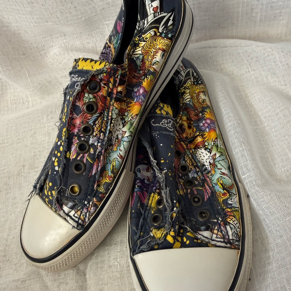 Ed Hardy Navy Graphic Sneakers